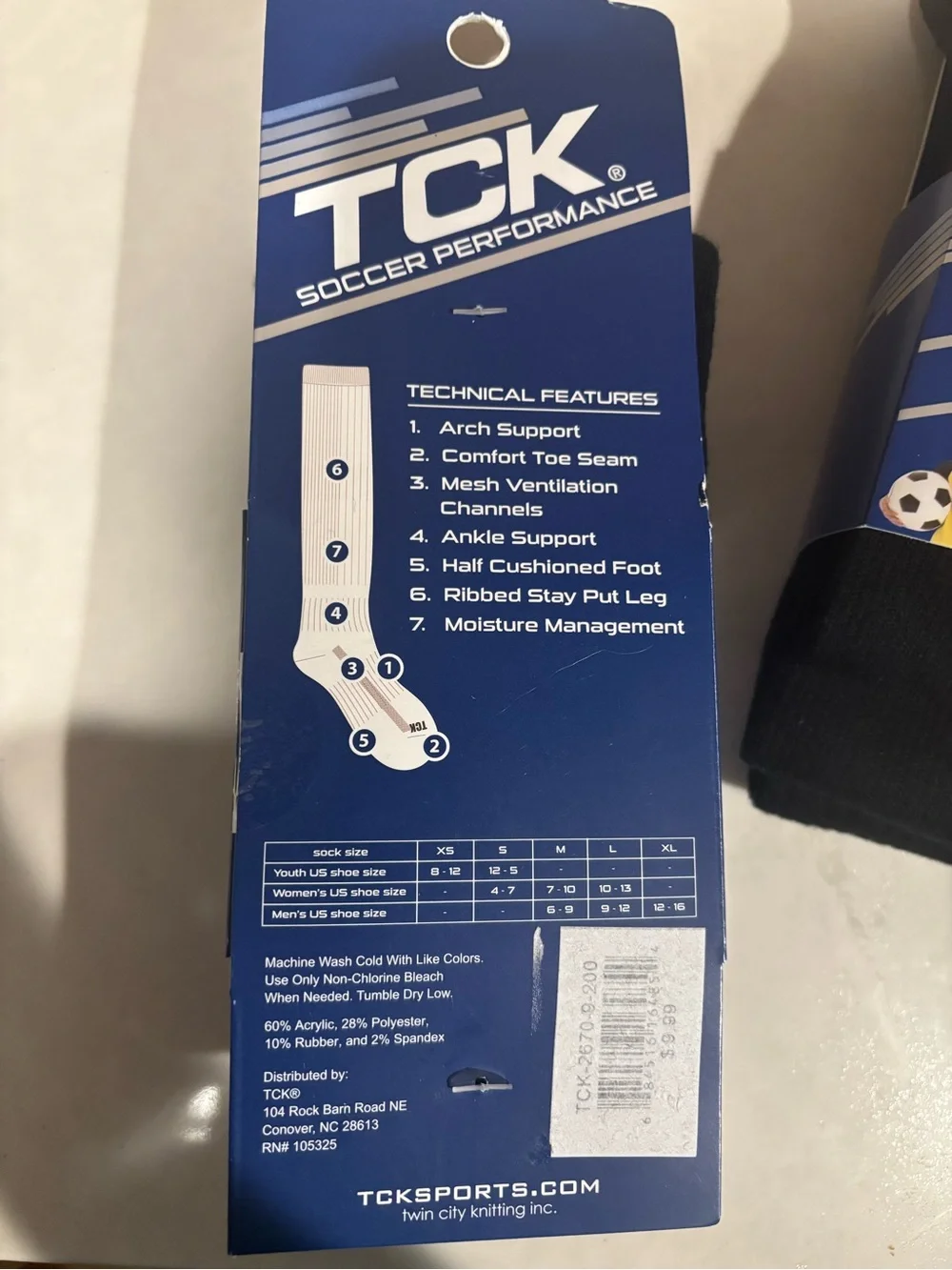 3 Pack TCK Black Athletic Soccer Sports Long Crew Socks Men shoe 6 - 9